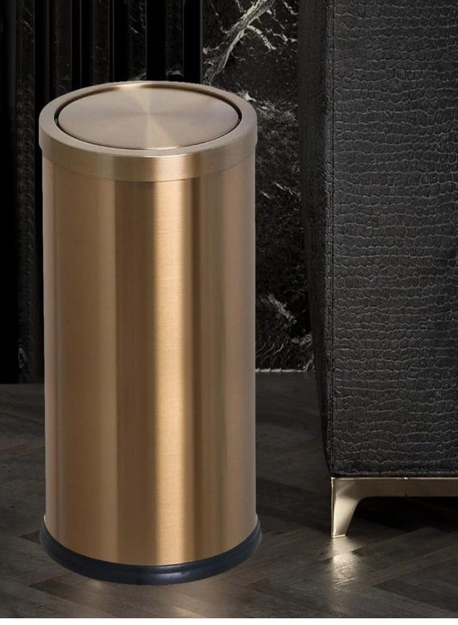 LITTERBIN سلة مهملات فاخرة من الفولاذ المقاوم للصدأ من ليتربين، مطلية بالذهب الوردي، مزودة بغطاء | سلة مهملات دائرية الشكل للمنزل والمطبخ والحمام والمكاتب والحمام، مقاس 8 × 12 بوصة (11 لترًا) - Image 4